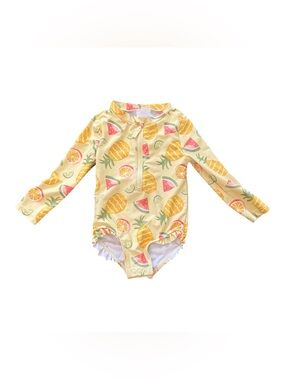 Carter’s Toddler Girl Long Sleeve One-Piece Swimsuit Yellow Fruit Print 18M